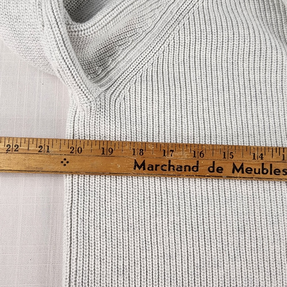 Tommy Hilfiger Cardigan Men Medium Gray Striped Shawl Collar 100% Cotton preppy - Picture 12 of 13